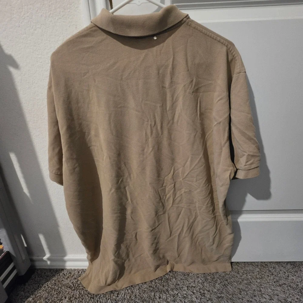 Polo Ralph Lauren Mens XL Tan Short Sleeve Piqué Polo Shirt Blue Pony Logo